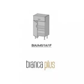   Bianca Plus 45 alacsony szekrény 1 ajtóval, 1 fiókkal, magasfényű fehér színben, jobbos