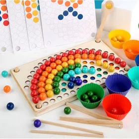 Szivárványos golyó mozaik kirakó Montessori fajáték