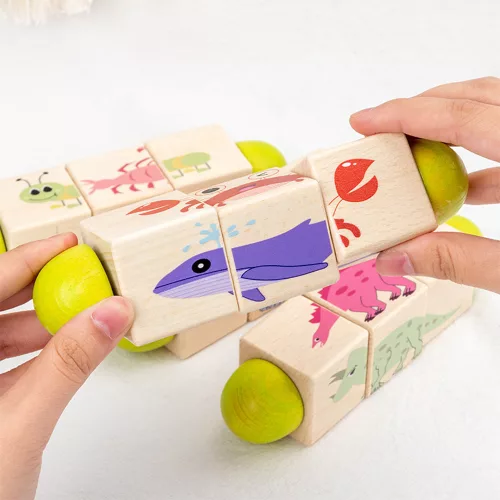 Állatos mini kirakós hengerek Montessori fajáték