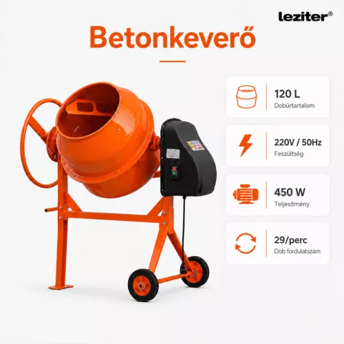 Mixer 120 betonkeverő 220V 450W 120 l