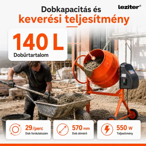 Mixer 140 betonkeverő 220V 550W 140 l