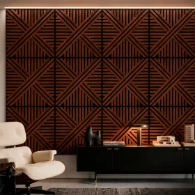 Akusztikus falpanel Deco VI dió hatású 60x60x1,8 cm