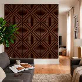 Akusztikus falpanel Deco VII dió hatású 60x60x1,8 cm