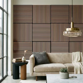 Akusztikus falpanel Deco II bambusz hatású 60x60x1,8 cm