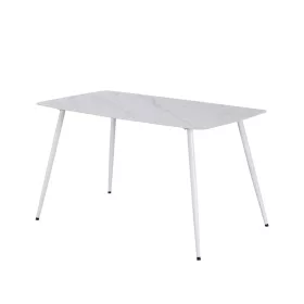   Bora 140 cm szögletes szinterezett kő étkezőasztal fehér
