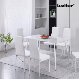   Bora 140 cm szögletes szinterezett kő étkezőasztal fehér