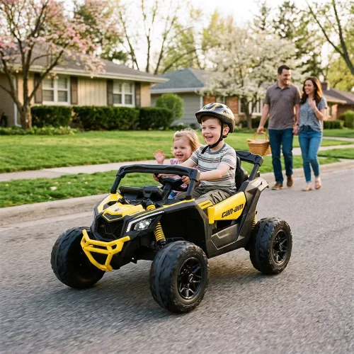 Elektromos gyerek buggy Can-Am Maverick 4x4 sárga 2 személyes