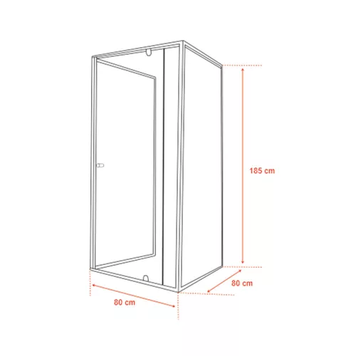 Flexi 80x80 cm falsíkra szerelhető szögletes zuhanykabin zuhanytálca nélkül