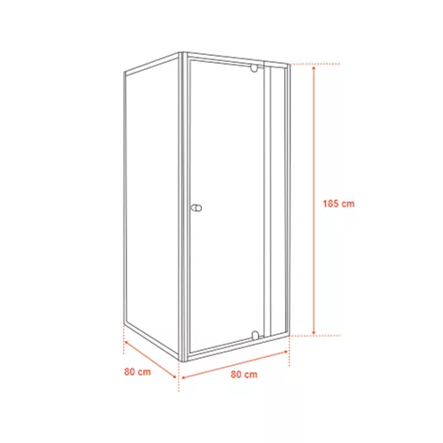 Flexi 80x80 cm sarokba szerelhető szögletes zuhanykabin zuhanytálca nélkül