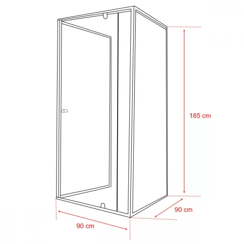 Flexi 90x90 cm falsíkra szerelhető szögletes zuhanykabin zuhanytálca nélkül