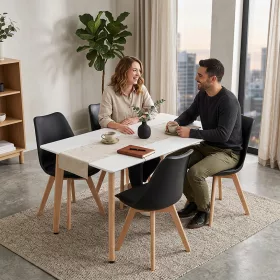 Silla 120 4+1 étkező garnitúra fehér-fekete