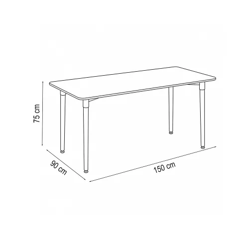 Silla 150 cm szögletes étkezőasztal fekete