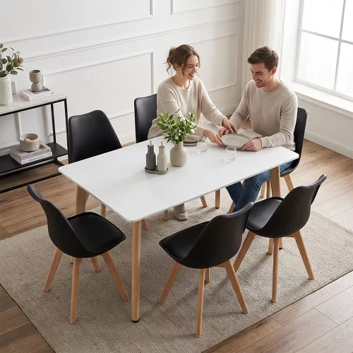 Silla 150 6+1 étkező garnitúra fehér-fekete