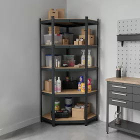 Nagy teherbírású sarokpolc 180x70x40-40 cm 175 kg fekete