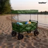 Összecsukható prémium kerti strandkocsi tetővel zöld