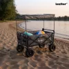 Összecsukható prémium kerti strandkocsi tetővel szürke