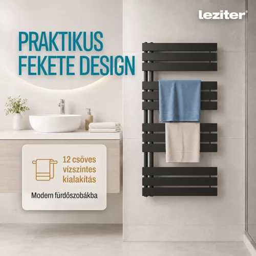 Solaro Design törölközőszárító radiátor 1200x600 mm fekete