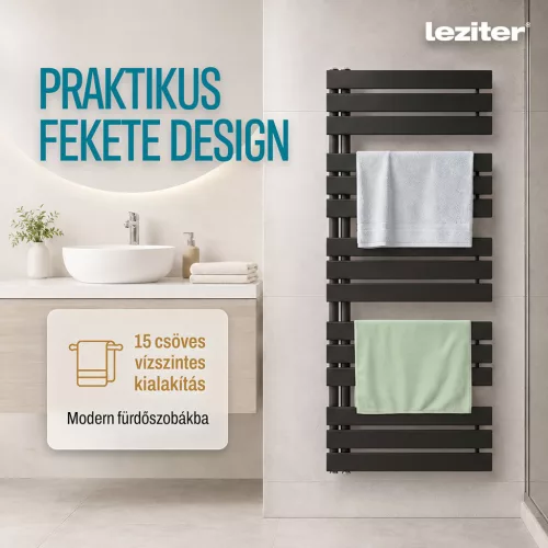 Solaro Design törölközőszárító radiátor 1400x600 mm fekete