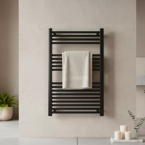 Egyenes törölközőszárító radiátor 1000x600 mm fekete