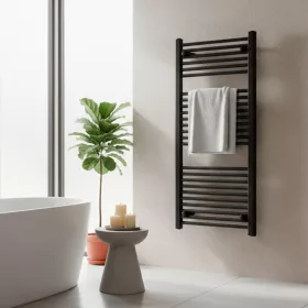 Egyenes törölközőszárító radiátor 1200x600 mm fekete