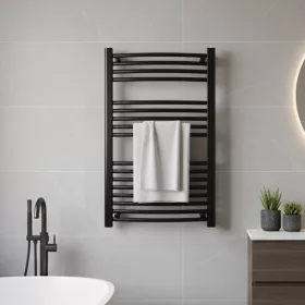 Íves törölközőszárító radiátor 1000x500 mm fekete