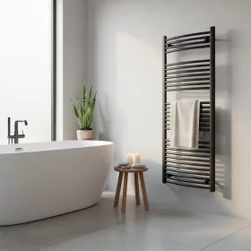Íves törölközőszárító radiátor 1400x600 mm fekete