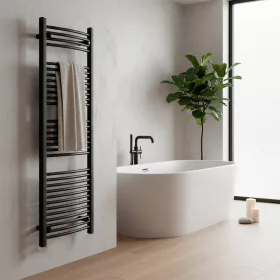 Íves törölközőszárító radiátor 1600x600 mm fekete