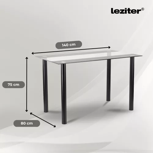 Riona 140 cm szögletes üveg étkezőasztal
