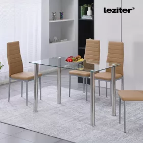 Berna 140 cm szögletes üveg étkezőasztal