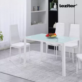 Ezra 140 cm szögletes üveg étkezőasztal