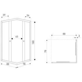   Olga SQ Element 80x90 fekete szögletes zuhanykabin tálca nélkül