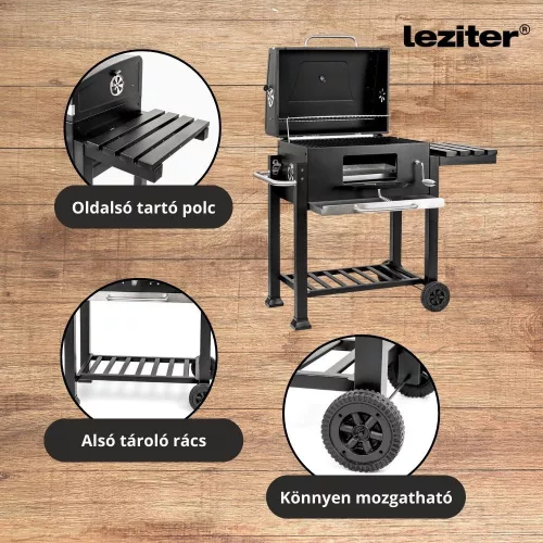 Multifunkciós faszenes kerti grillsütő