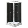 Polo Black II 90x90 cm szögletes fekete hátfalas zuhanykabin zuhanytálcával