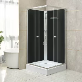   Polo Black II 90x90 cm szögletes fekete hátfalas zuhanykabin zuhanytálcával