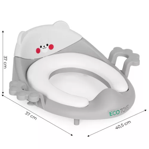 Wc szűkítő ülőke fülekkel puha párnával szürke