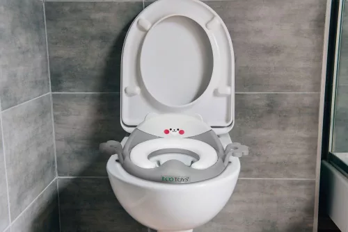 Wc szűkítő ülőke fülekkel puha párnával szürke