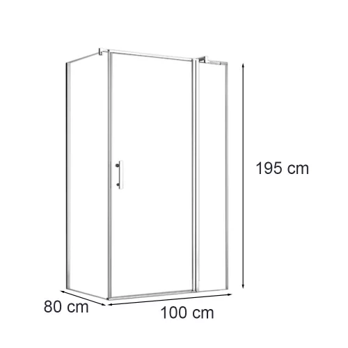 Simple 80x100 cm nyílóajtós aszimmetrikus zuhanykabin zuhanytálca nélkül