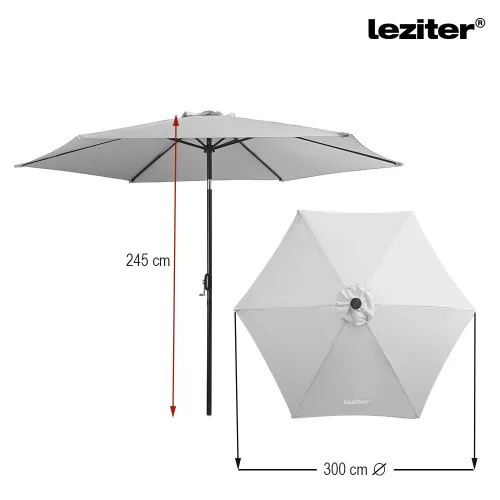 Solari kerti napernyő led lámpával szürke 300 cm